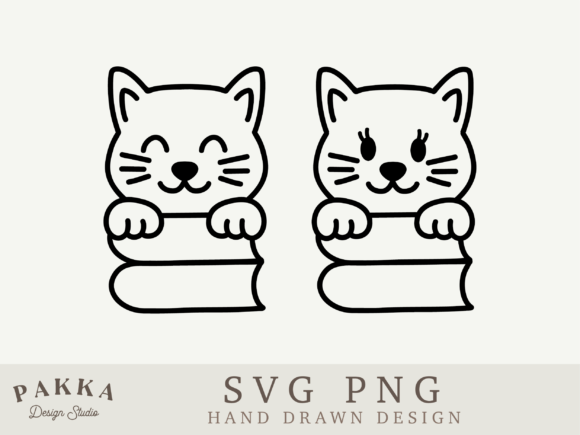 Cat with Books SVG PNG: Graphics for Crafts & Branding