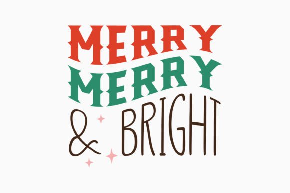 Retro Christmas Quote Merry and Bright: A Graphics Gem for Crafts